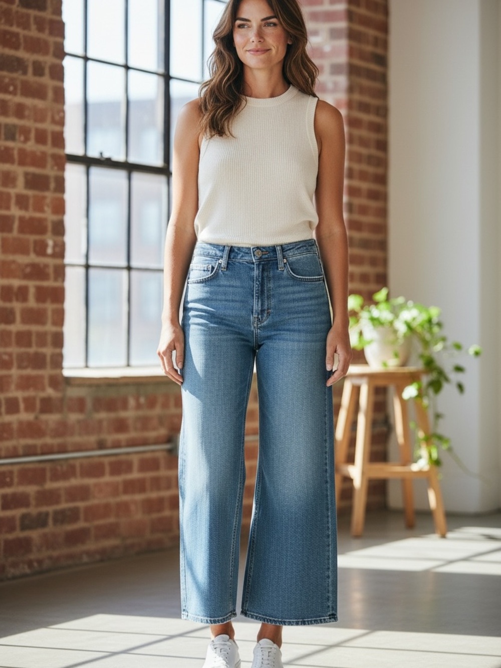Silver Jeans Co Go Wide-Leg High-Rise Women’s Crop Jeans - Light Blue 26 x 26